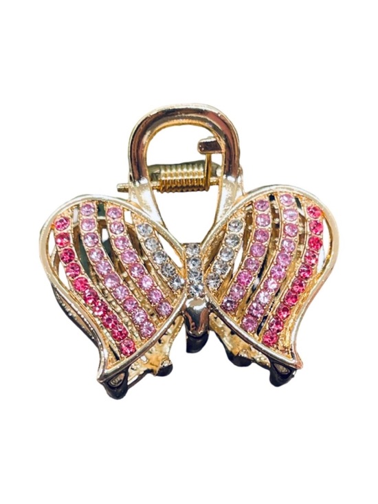 Accessories - Gold Butterfly Hair Clip with Pink and Clear Crystals FINAL PRICE DROP